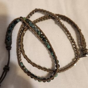 Teal, Silver and Khaki Victoria Emerson Wrap Bracelet